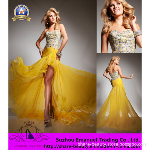 2014 New Evening Prom Dresses Hi Lo Chiffon Sequins Beads Modern (000111)